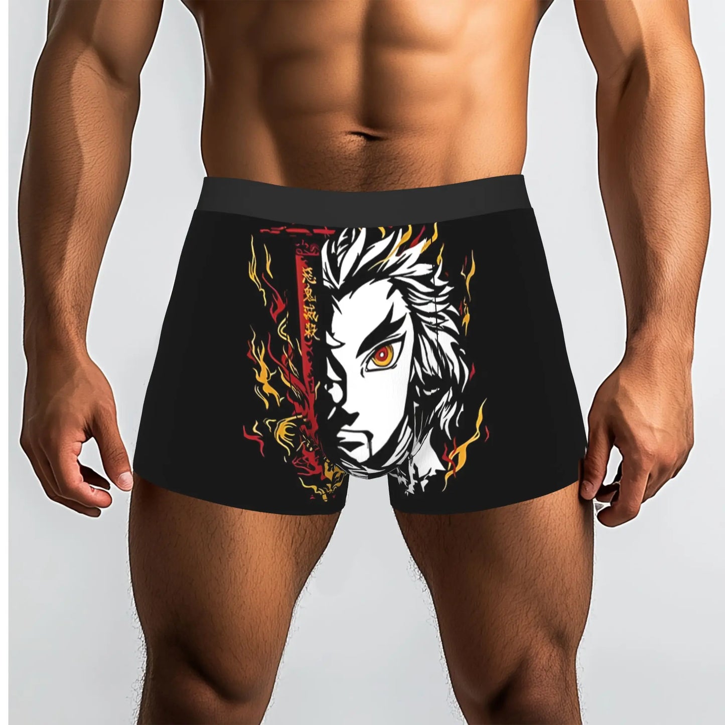 The Battle Crazed Demon   Akaza Bandai Demon Slayer Underpants Breathbale Panties Men's Underwear Print Shorts Boxer Briefs