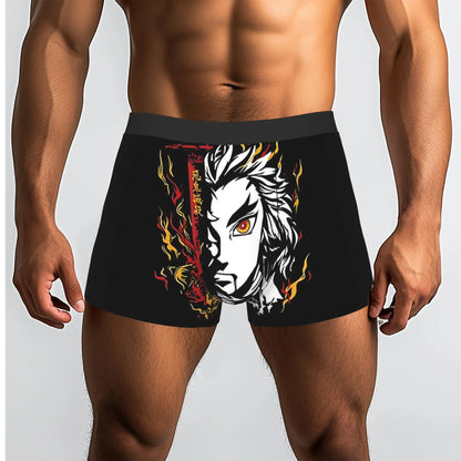 The Battle Crazed Demon   Akaza Bandai Demon Slayer Underpants Breathbale Panties Men's Underwear Print Shorts Boxer Briefs