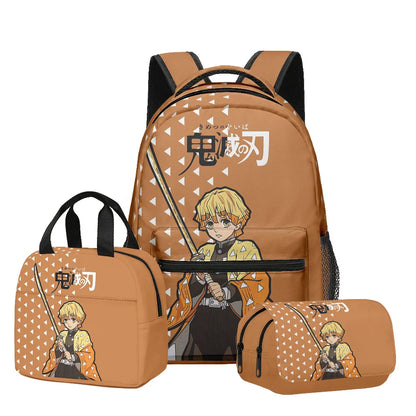 Anime Demon Slayer Kamado Nezuko 3Pcs School Bag Set Kids Backpack with Lunch Bag Pencil Case for Students Casual Travel Bookbag