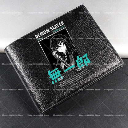 Demon Slayer Man Wallet Anime Print Short Wallets Portable Card Pack Fashion Zipper Coin Purse Adult Card Holder Male Money Bag