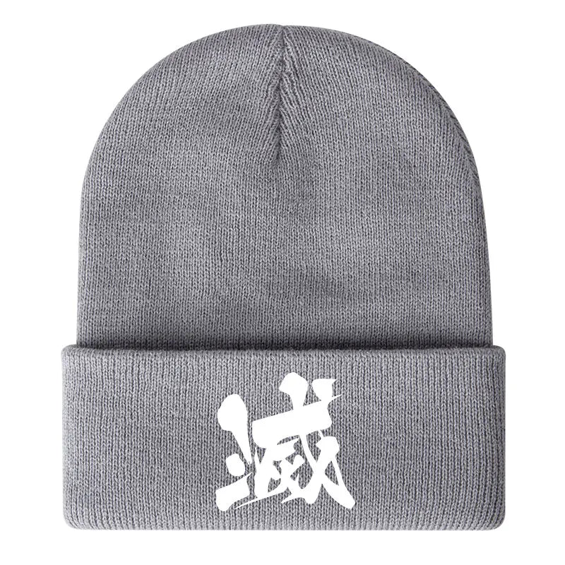 Demon Slayer Print Children Knitted Hat Autumn Winter Boy Girl Knit Warm  Beanie Hat Soft Stretch Men Women Casual Cap