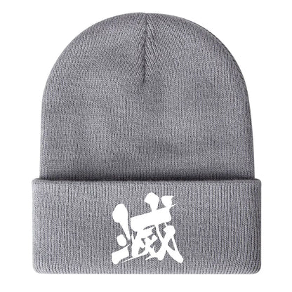 Demon Slayer Print Children Knitted Hat Autumn Winter Boy Girl Knit Warm  Beanie Hat Soft Stretch Men Women Casual Cap