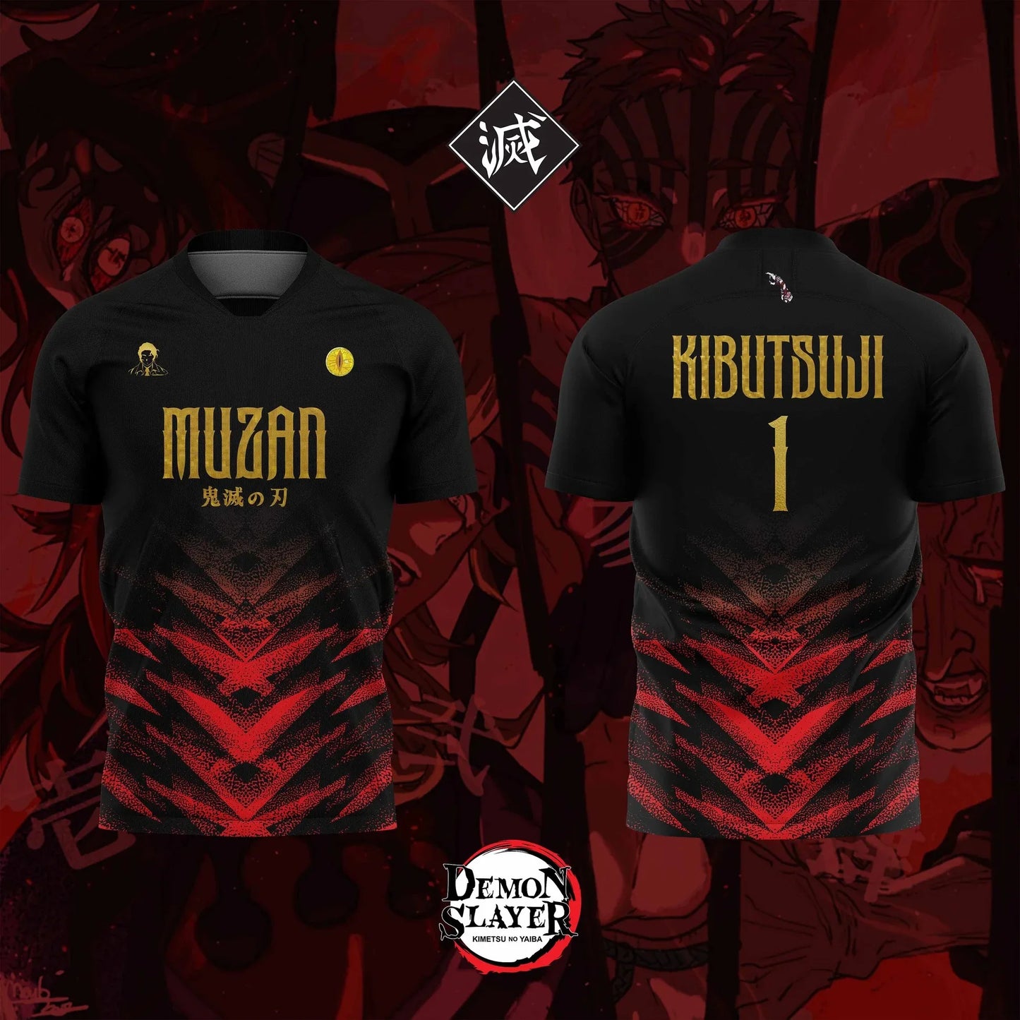 2026 Bandai Demon Slayer Anime MUZAN NO.1 3D Print Football Jersey for Men's Tshirt Summer Sports Casual Tees Kids/Adult Y2K