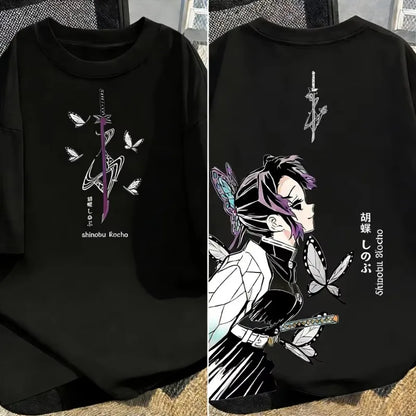 2026 Trendy Demon Slayer Anime Printed Men and Women T-shirt Summer Casual Parent Child Top Street Fashion Cotton Harajuku Y2K