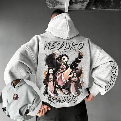 Demon Slayer Nezuko Kamado Anime Hoodie Pullover Sweatshirt Men Women Streetwear Casual Tops Cartoon Print Spring Autumn Fashion