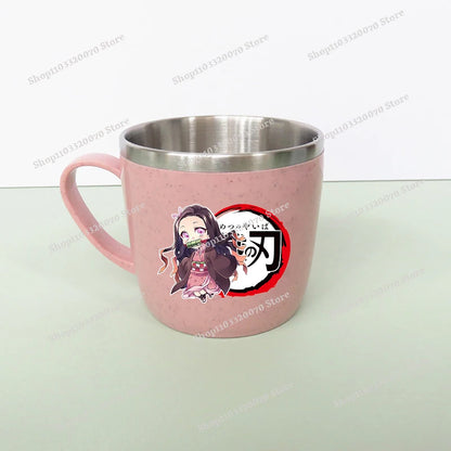 Demon Slayer Kimetsu No Yaiba Double Layer Anti-scalding Water Cup Anime 304 Stainless Steel Milk Mug Anti Drop Water Glass Gift