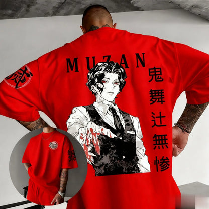 Muzan Demon Slayer Anime Printed T-shirt Men's and Women's T-shirt Men's Top Sports T-shirt Men's T-shirt Summer Tee 2026 New