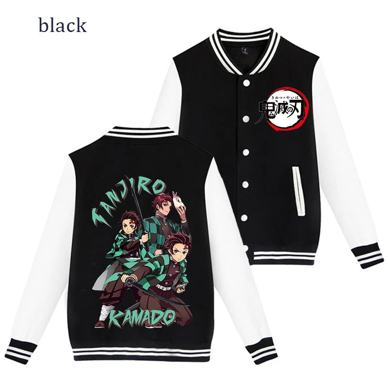 Demon Slayer Baseball Jacket Autumn Winter Jacket Coat Man Woman Giyu Tomioka Muichiro Tokito Anime Clothing Adult Harajuku Coat
