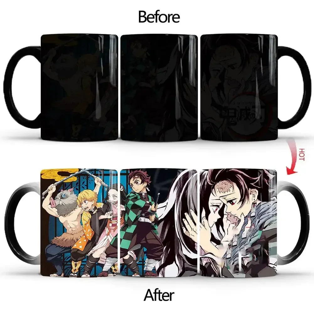 Demon Slayer Discoloration Mug Kimetsu No Yaiba Color Changing Cup Anime Ceramic Coffee Cup Heat Sensitive Milk Tea Mugs Novelty