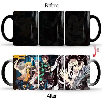 Demon Slayer Discoloration Mug Kimetsu No Yaiba Color Changing Cup Anime Ceramic Coffee Cup Heat Sensitive Milk Tea Mugs Novelty