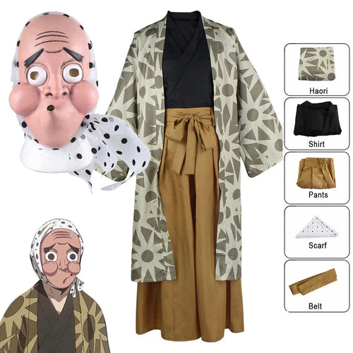 Haganetsuka Hotaru Cosplay Costume Anime Demon Slayer Hotaru Haganezuka Cosplay Kimono Mask Halloween Costumes for Men Women