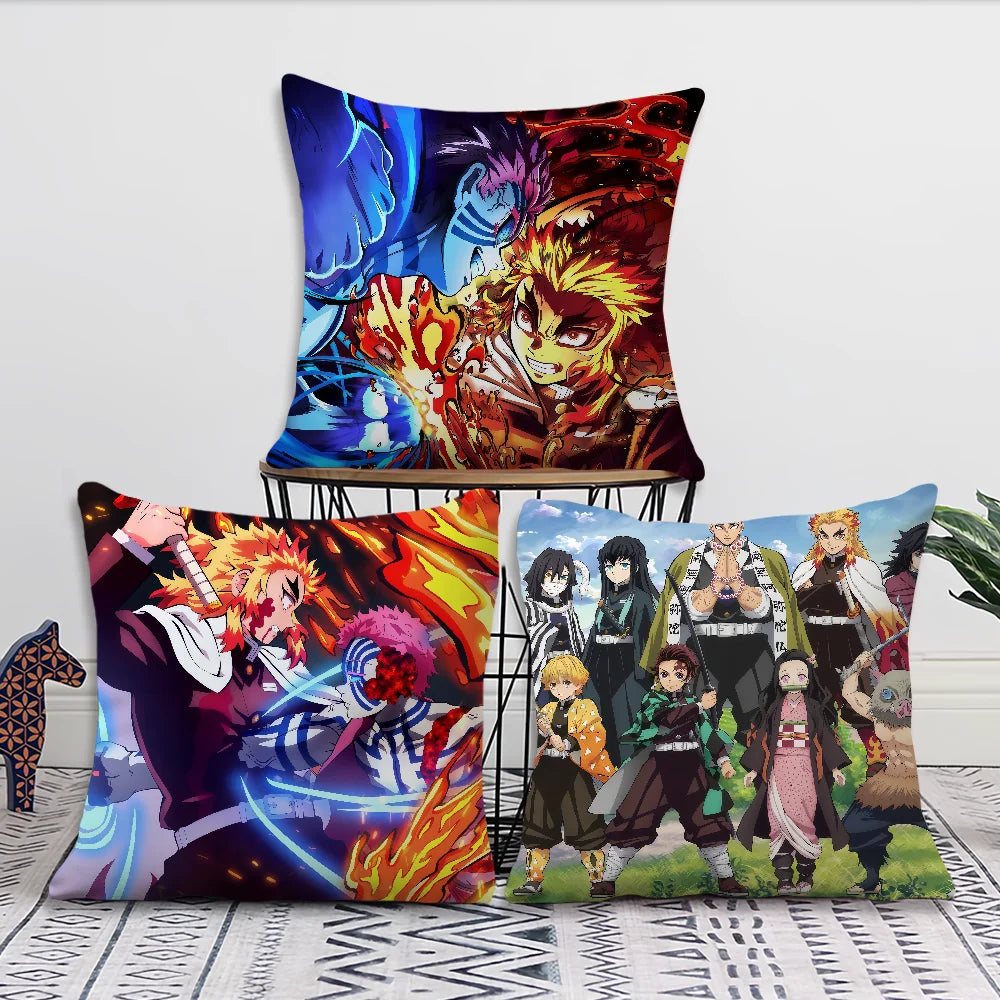 anime art comic d-Demon s-Slayer cushion cover Comfortable soft Pillow Case for Sofa Living Room Home Decor Protective Covers