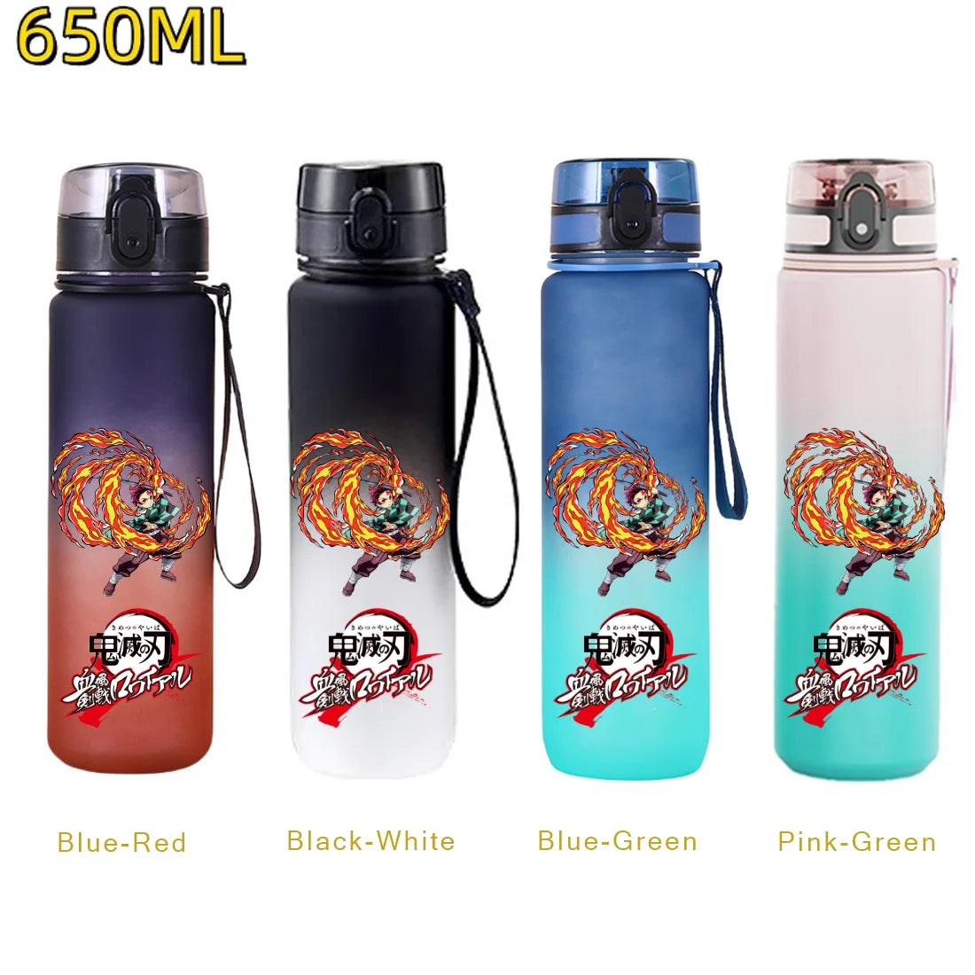 650ML Demon Slayer Kamado Tanjirou Rengoku Kyoujurou Portable Sports Water Bottle Leak Proof Outdoor Travel Sports Fitness Jugs