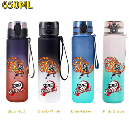 650ML Demon Slayer Kamado Tanjirou Rengoku Kyoujurou Portable Sports Water Bottle Leak Proof Outdoor Travel Sports Fitness Jugs