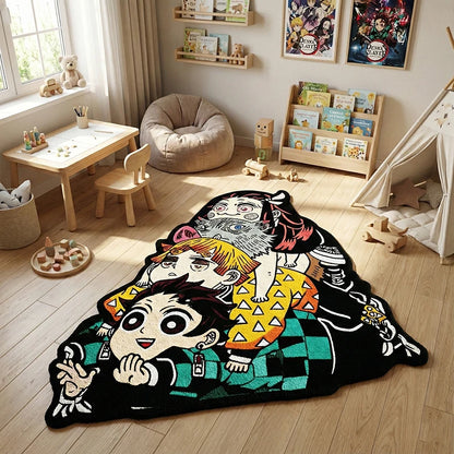 Tapis découpé chibi du trio