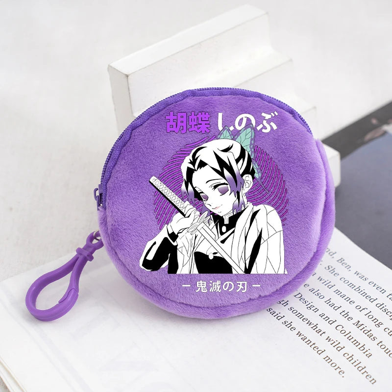 Demon Slayer Coin Purse Anime Figure Tanjiro Nezuko  Giyu Tomioka Wallet Key Earphones Storage Pouch Cute Round Mini Zero Wallet