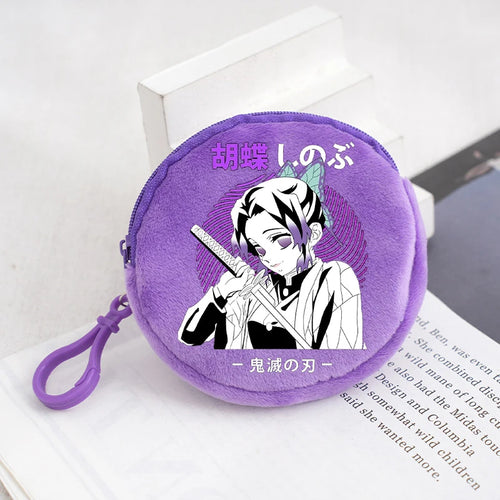 Demon Slayer Coin Purse Anime Figure Tanjiro Nezuko  Giyu Tomioka Wallet Key Earphones Storage Pouch Cute Round Mini Zero Wallet