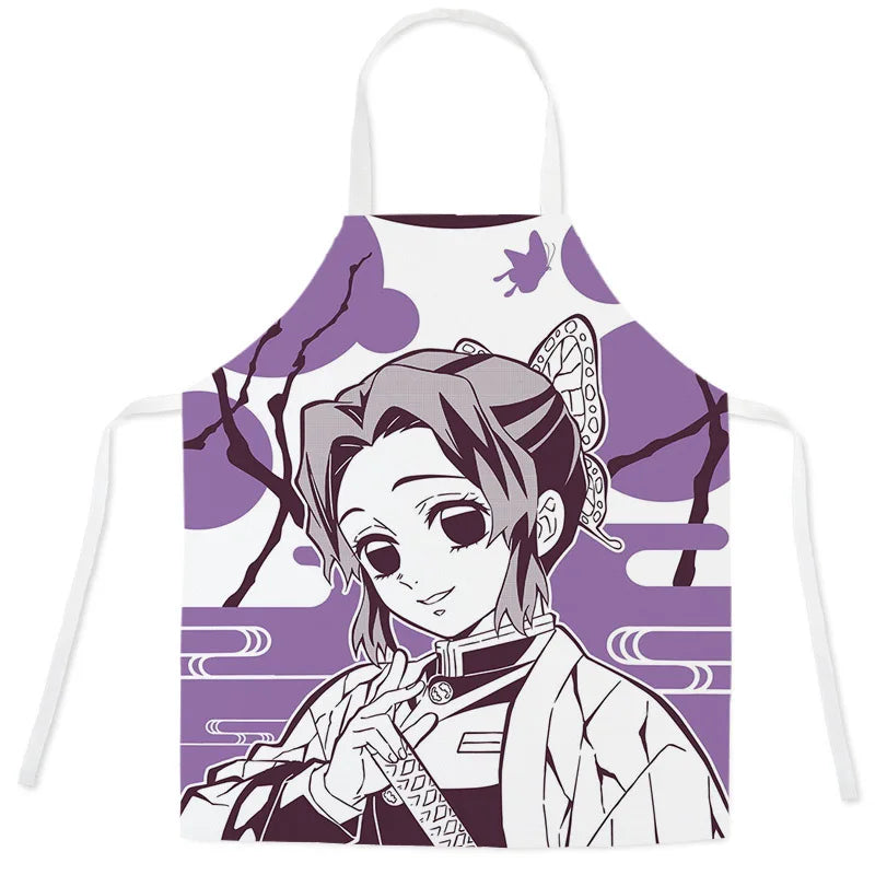 New Demon Slayer Apron Anime Cartoon Nezuko Tanjiro Linen Sleeveless Apron Kitchen Home Waist Studio Baking Studio Apron Gift