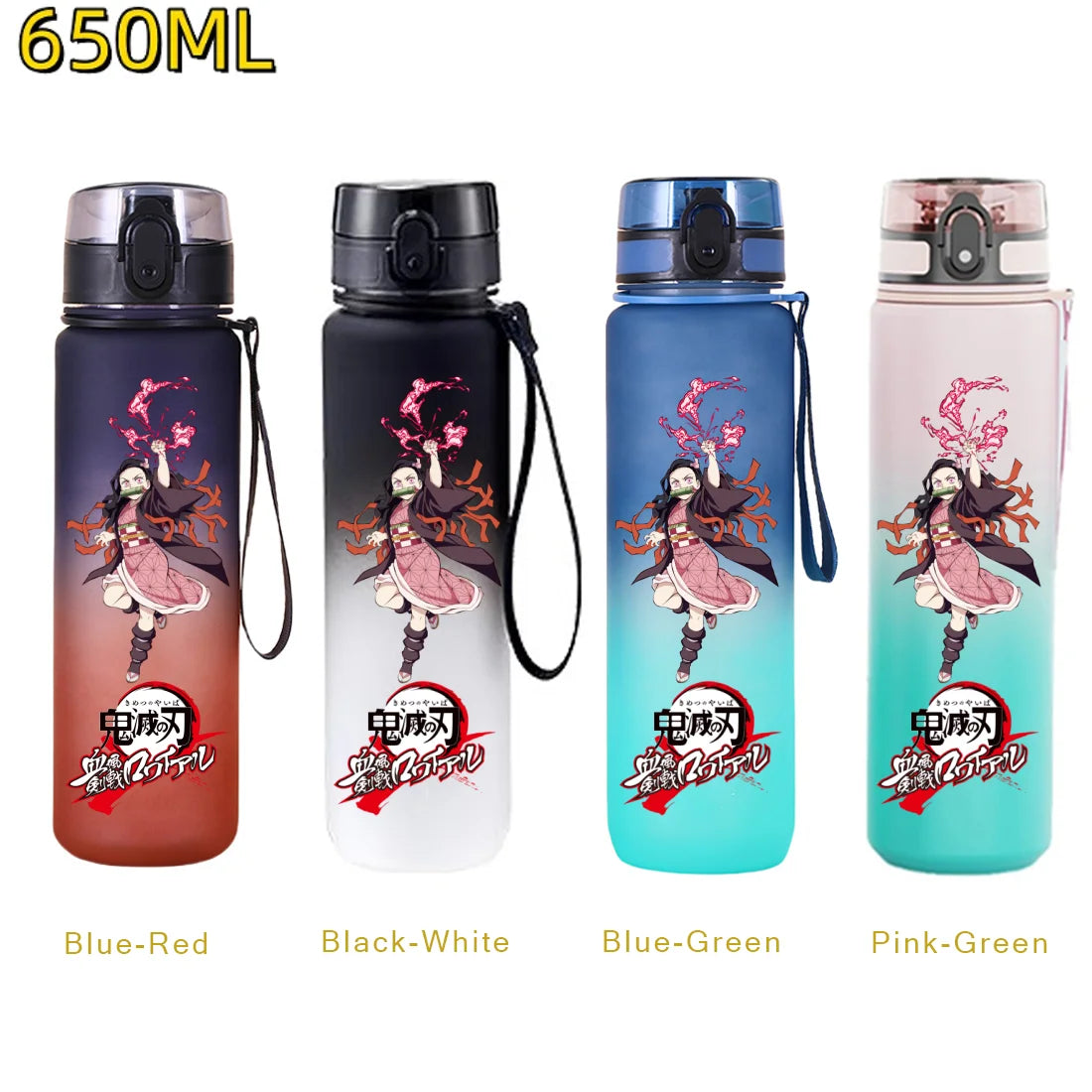 650ML Demon Slayer Kamado Tanjirou Rengoku Kyoujurou Portable Sports Water Bottle Leak Proof Outdoor Travel Sports Fitness Jugs