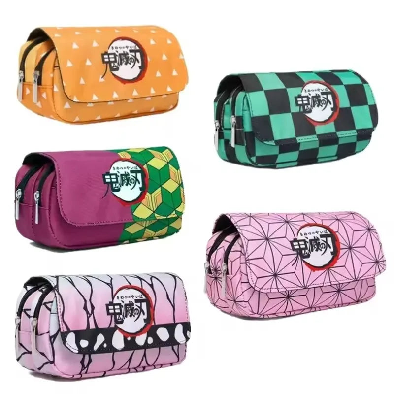 1PCS Demon Slayer  Anime Pen Bag Student Storage Bag Tanjirou Nezuko Zenitsu Giyuu Cartoon Pen Box Cute Boys Girls Pencil Case