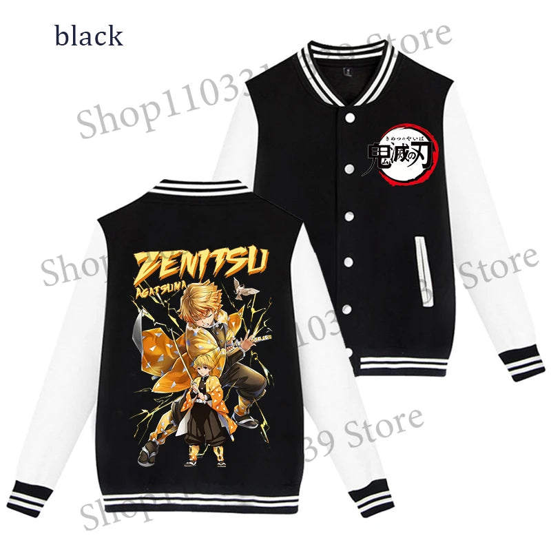 Demon Slayer Baseball Jacket Autumn Winter Jacket Coat Man Woman Giyu Tomioka Muichiro Tokito Anime Clothing Adult Harajuku Coat