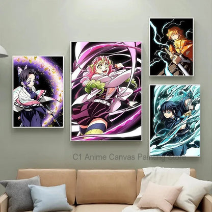 Japanese Anime Demon Slayer Wall Art Poster Nezuko and Tanjiro Home Decor Prints Living Room Bedroom Canvas Painting Mural Gifts