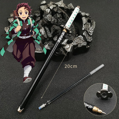 New 17 Styles Japan Anime Demon Slayer Model Gel Pen 0.5mm Black Refill Cosplay Prop Kid Student Gift SlayerWeapon Sword