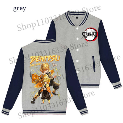 Demon Slayer Baseball Jacket Autumn Winter Jacket Coat Man Woman Giyu Tomioka Muichiro Tokito Anime Clothing Adult Harajuku Coat