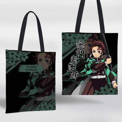 Demon Slayer Mini Shoulder Bag Tanjirou Nezuko Tote Bag Anime Canvas Backpack for Travel Hand-Painted Tote Bag Simple Style Gift