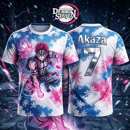 2026 Summer New Adult Men's Demon Slayer NO.10 7 Akaza 3D Printed Football Jersey T-Shirt Kids Anime T-Shirt Special Jersey Y2k
