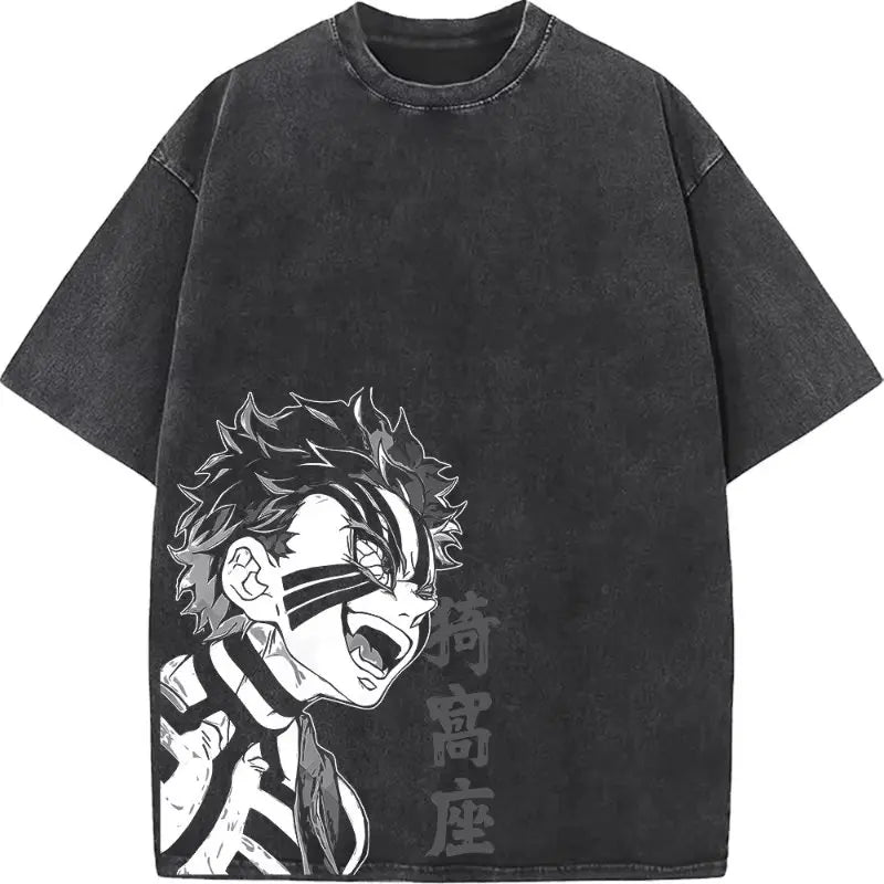 Anime Demon Slayer Graphic T Shirt Men's Clothing Women Washed Short Sleeve Tee Print Streetwear Casual Tops 2026 Summer Fashion