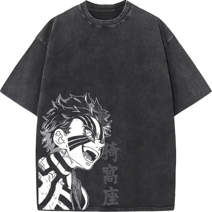 Anime Demon Slayer Graphic T Shirt Men's Clothing Women Washed Short Sleeve Tee Print Streetwear Casual Tops 2026 Summer Fashion