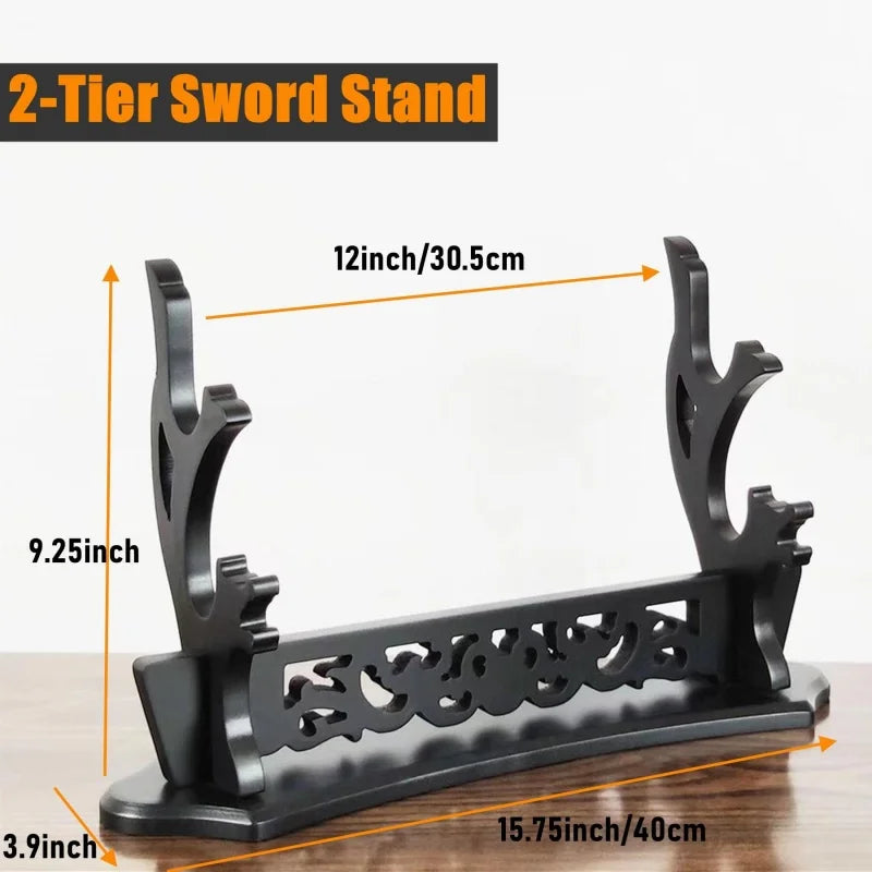 Wooden Katana Stand Holder Dragon Sword Storage Shelf Rack Support Display Japanese Katana Demon Slayer Sabre Cradle Organizer