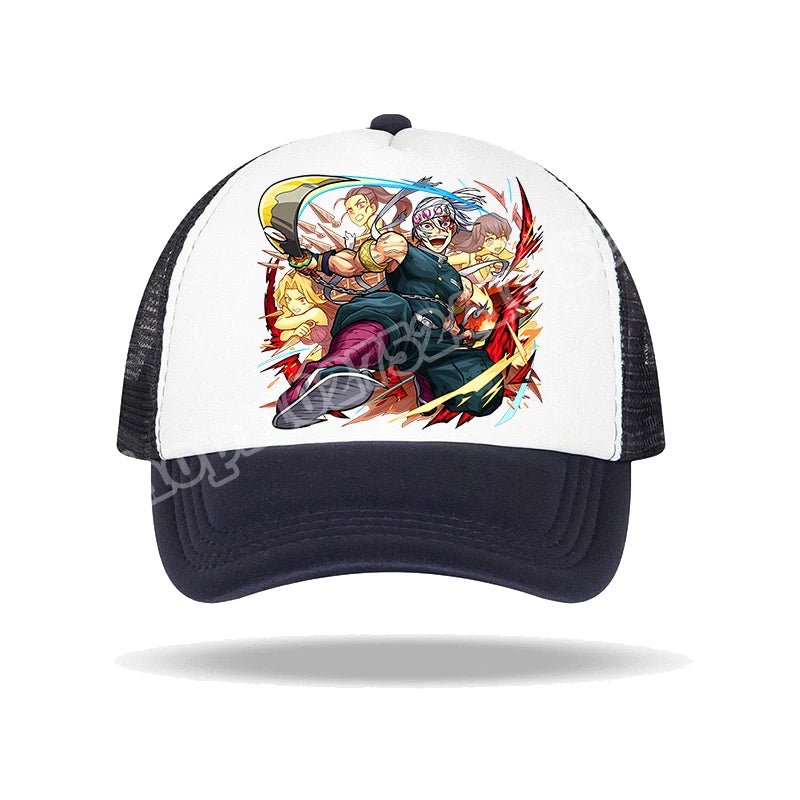 Kids Adults Baseball Caps Demon Slayer Infinity Castle Anime Character Print Sun Hat Cartoon Summer Adjustable Pointy Hats Gifts