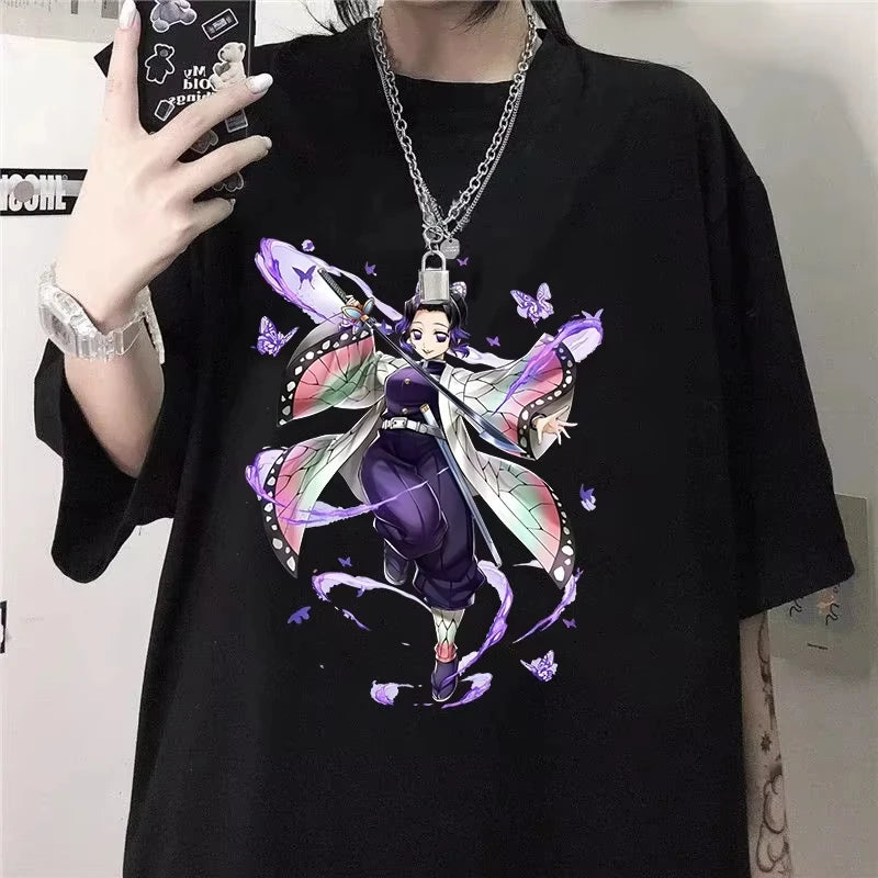Summer Demon Slayer Shinobu Anime Printed T-shirt  Men Women Fashion Y2K Top Harajuku Style 2026 New Men's Clothing T Shirt
