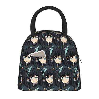 Muichiro Tokito Insulated Lunch Bags High Capacity Demons Anime Lunch Container Thermal Bag Tote Lunch Box Food Handbags