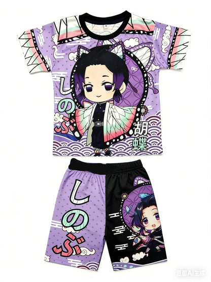 Demon Slayer Multiple Characters, Children's and Adults' 3D Printed Pajamas and Loungewear, Family Outing T-shirts, Shorts