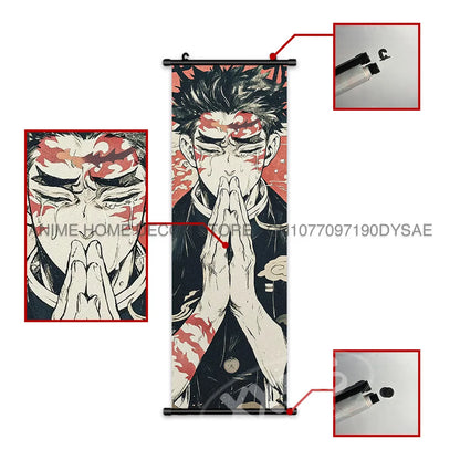 Demon Slayer Poster Home Decor Hashibira Inosuke Canvas Scrolls Picture Agatsuma Zenitsu Wall Art Kamado Nezuko Hanging Painting