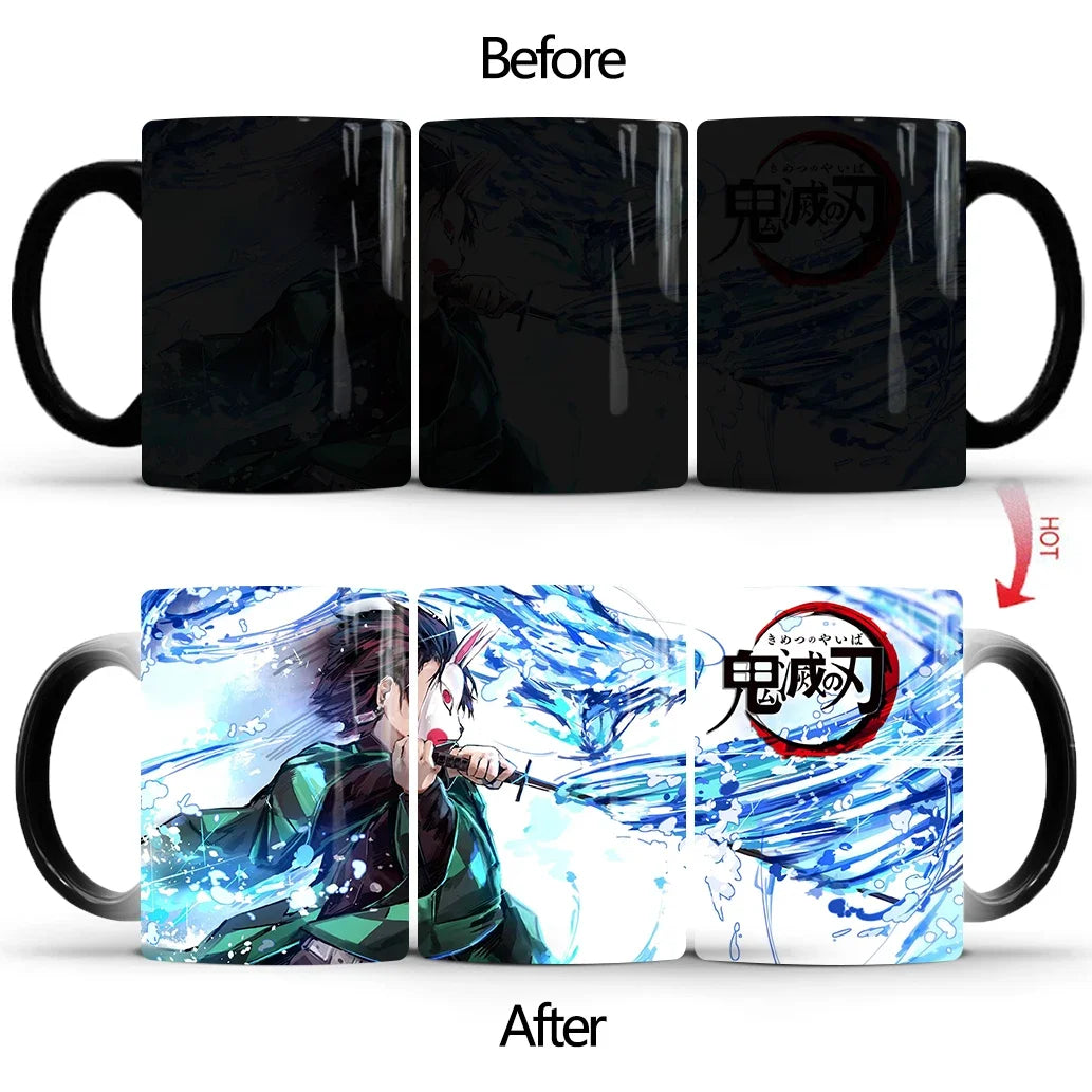 Demon Slayer Discoloration Mug Kimetsu No Yaiba Color Changing Cup Anime Ceramic Coffee Cup Heat Sensitive Milk Tea Mugs Novelty