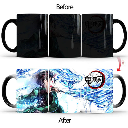 Demon Slayer Discoloration Mug Kimetsu No Yaiba Color Changing Cup Anime Ceramic Coffee Cup Heat Sensitive Milk Tea Mugs Novelty