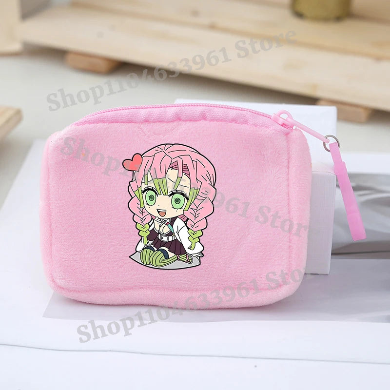 Demon Slayer Coin Purse Kimetsu No Yaiba Boy Girl Anime Cartoon Small Wallet Portable Mini Storage Bags Pendant Plush Coin Purse
