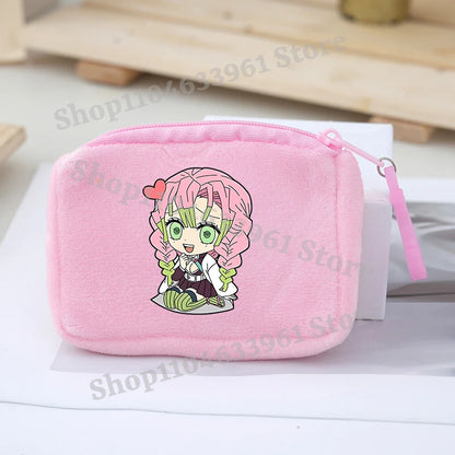 Demon Slayer Coin Purse Kimetsu No Yaiba Boy Girl Anime Cartoon Small Wallet Portable Mini Storage Bags Pendant Plush Coin Purse