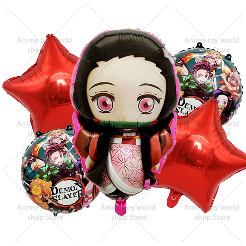Demon Slayer Boy Foil Balloon Party Decoration Anime Cartoon Figure Decorative Ballons Photo Props Ornaments Toy Birthday Gift
