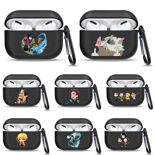 Anime Demon Slayer Earphone Protective Case for Apple AirPods 1 3 4 Pro 2 Bluetooth Earphones Protective Shell Cover Toys Gifts