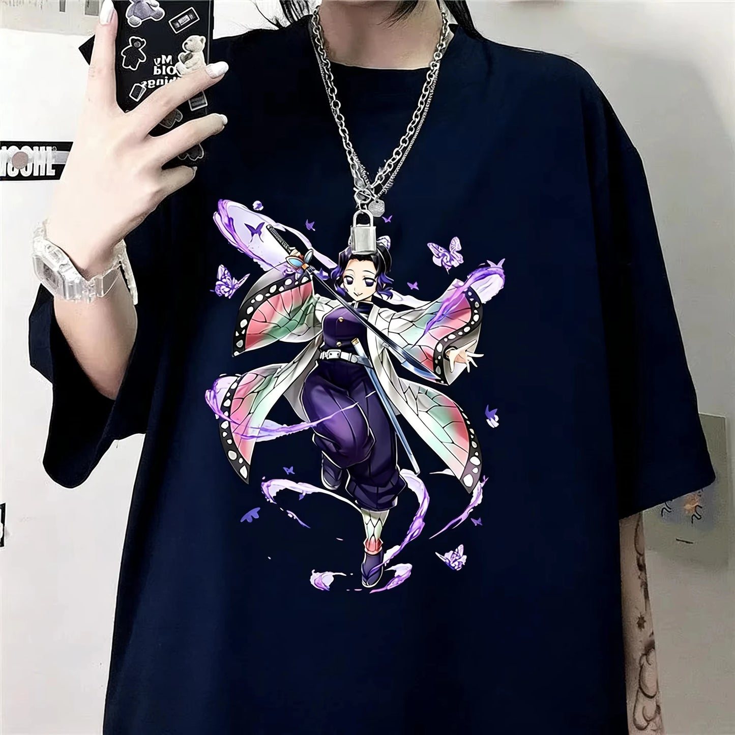 Summer Demon Slayer Shinobu Anime Printed T-shirt  Men Women Fashion Y2K Top Harajuku Style 2026 New Men's Clothing T Shirt