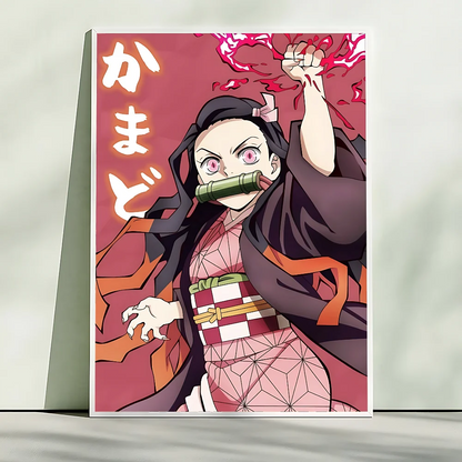 Demon Slayer Nezuko Kamado Cartoon Poster HD Art Sticky Wall Waterproof Home Living Room Bedroom Bar Aesthetic Decoration