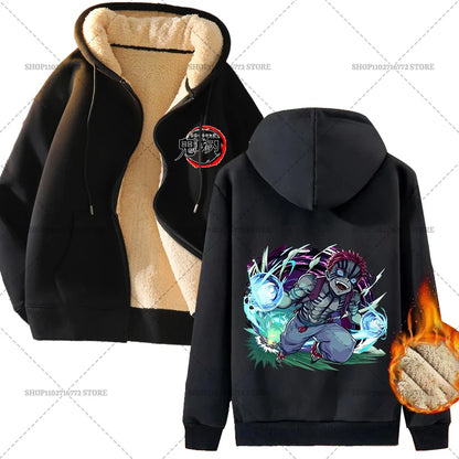 Fashion Clothes Anime Kimetsus No Yaibas Print Sweatshirt Men Women Demons Slayers Winter Loose Fleece Zipper Coat Hoodies Gift