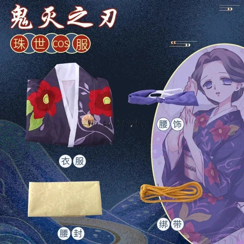 Demon Slayer Kimetsu No Yaiba Anime Cosplay Costume Tamayo Uniform Kimono Cosplay Costumes Halloween Carnival Party Clothes Wig