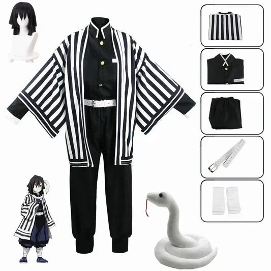 Anime Iguro Obanai Kimono Uniform Anime Pruik Cosplay Kostuum Halloween Feest
