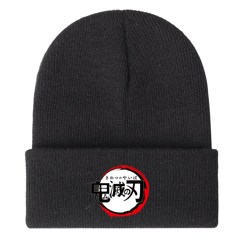 Demon Slayer Print Children Knitted Hat Autumn Winter Boy Girl Knit Warm  Beanie Hat Soft Stretch Men Women Casual Cap